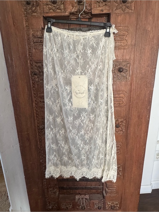 easel Dresses & Skirts - easel Sheer Lace Maxi Skirt in Ivory